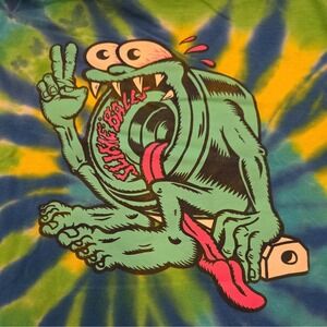 Santa Cruz Speed Wheels SLIME BALLS  Skateboard T Shirt Tie Dye Size Medium